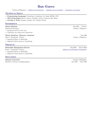 A preview of the ats-friendly-resume Typst template.
