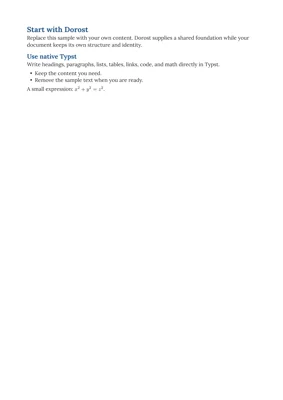 A preview of the dorost Typst template.