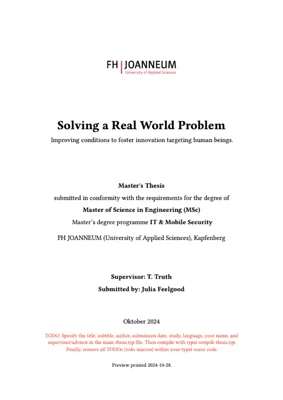 A preview of the fh-joanneum-iit-thesis Typst template.