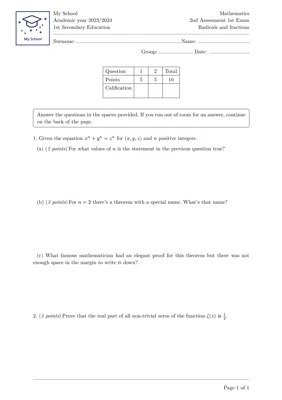 A preview of the g-exam Typst template.