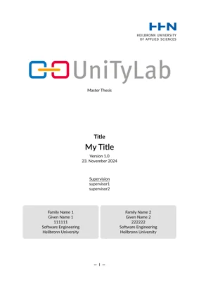 A preview of the hhn-unitylab-thesis-template Typst template.