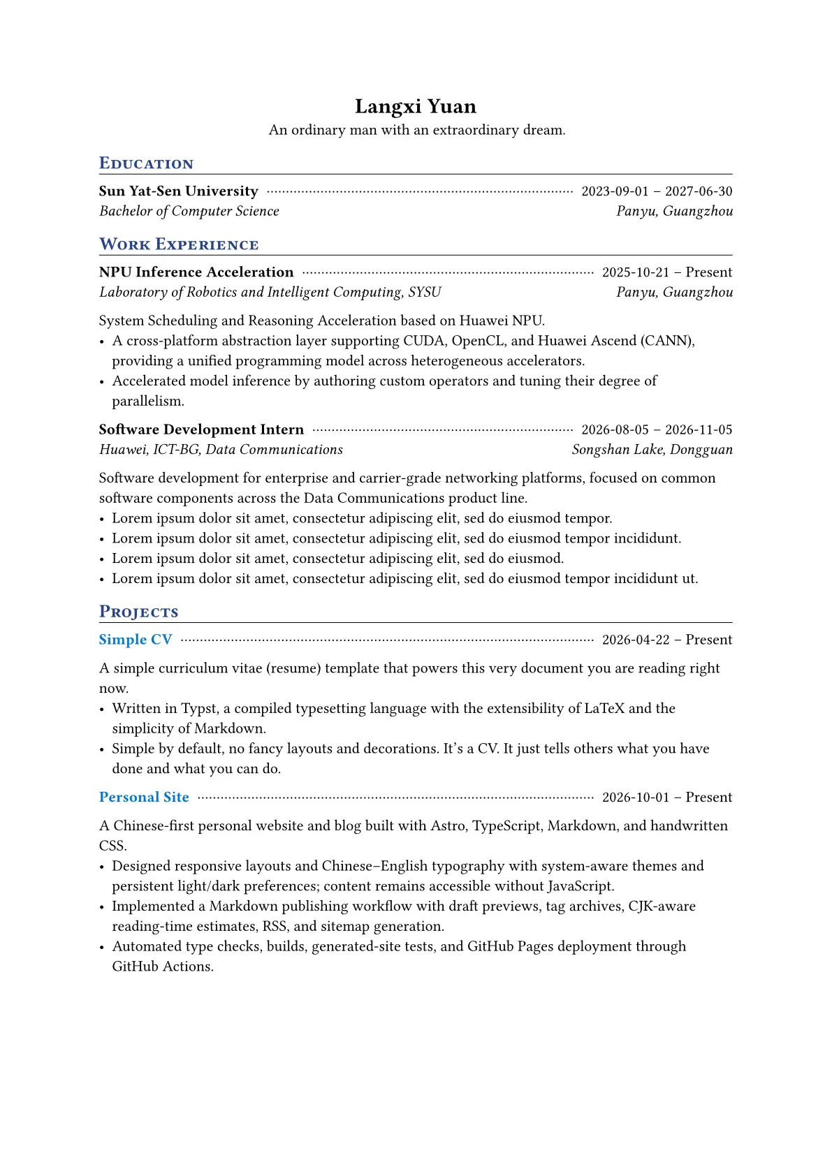 Template preview