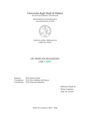 A preview of the simple-unimi-thesis Typst template.
