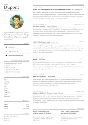 A preview of the typographic-resume Typst template.