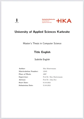 A preview of the unofficial-hka-thesis Typst template.